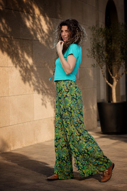 Pantaloni Flow verde turcoaz