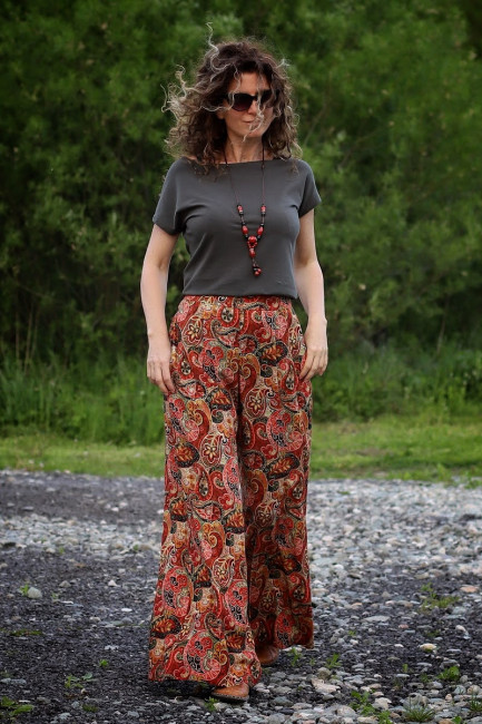 Joa Shop - cumpara online: Pantaloni de vara largi , cu imprimeu
