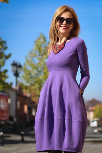 Rochie casual din bumbac uni