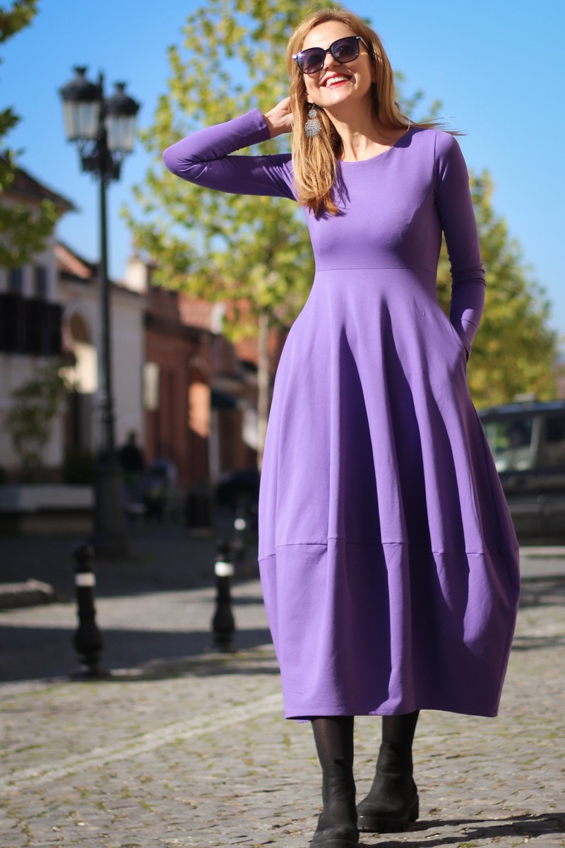 Rochie lunga  tip lalea, din bumbac