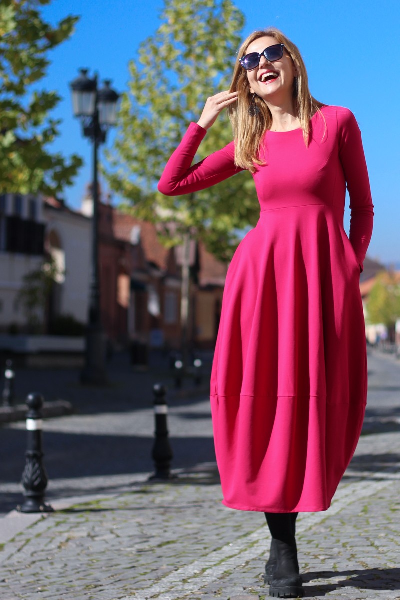 Rochie lunga  tip lalea, din bumbac